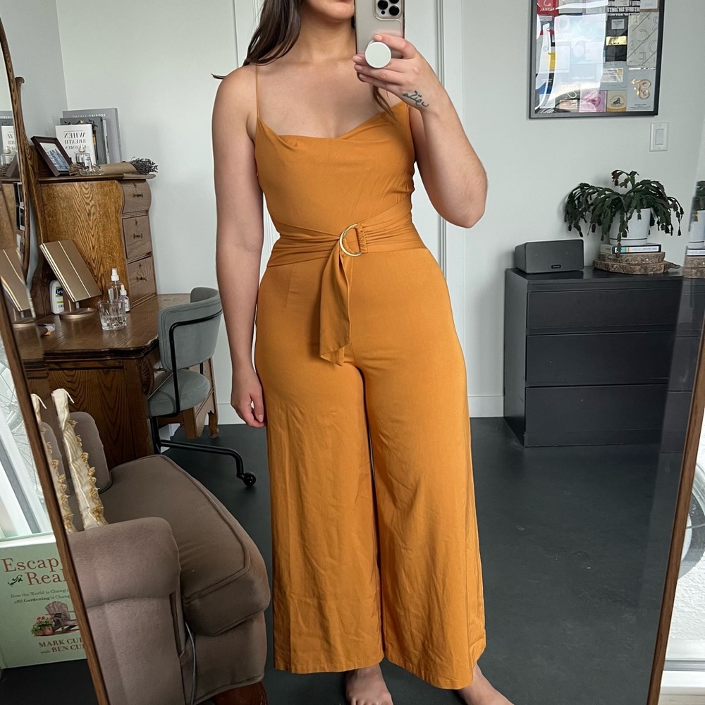 Warm yellow/orange wide leg jumpsuit